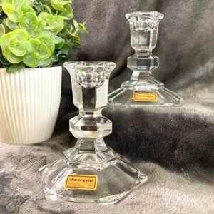 Vintage Inn Crystal 24% lead crystal candle holders Bleikristall Pair